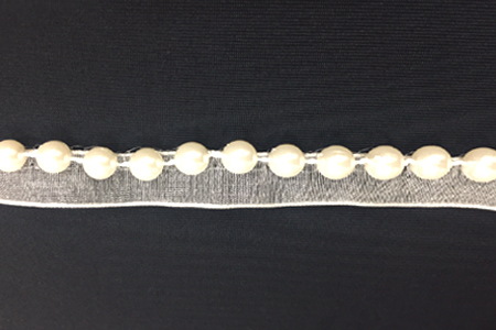 Pearl Ribbon whit 6mm Pearl and Organsa Ribbon - IVORY (Elefántcsontszínű)